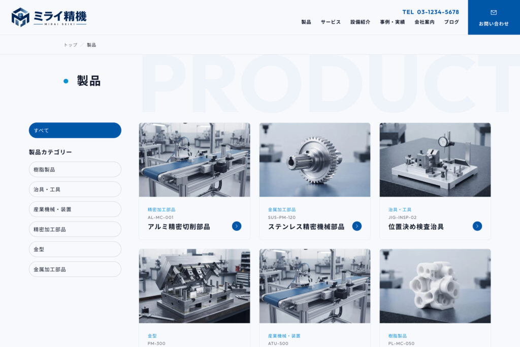 製品を分類・整理し、必要な情報へすぐにたどり着ける